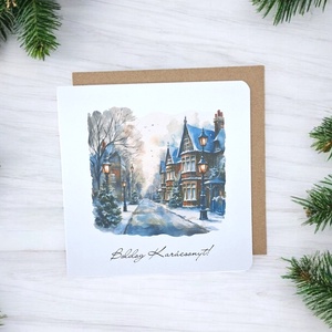 Karácsonyi Képeslap - Ünnepi Utcakép - karácsony - karácsonyi ajándékozás - karácsonyi képeslap, üdvözlőlap, ajándékkísérő - Meska.hu