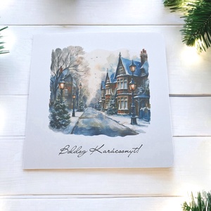 Karácsonyi Képeslap - Ünnepi Utcakép - karácsony - karácsonyi ajándékozás - karácsonyi képeslap, üdvözlőlap, ajándékkísérő - Meska.hu