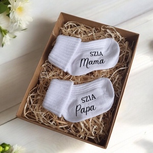 Baba bejelentő doboz, zokni - Szia Mama, Szia Papa - Meska.hu