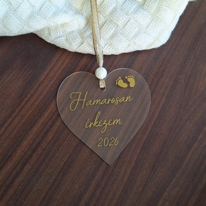 Hamarosan érkezem  szív alakú karácsonyfadísz - karácsony - karácsonyi lakásdekoráció - karácsonyfadíszek - Meska.hu