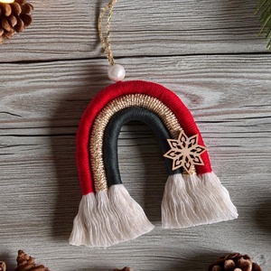 Makramé Karácsonyfadísz - szivárvány #2, Karácsony, Karácsonyi lakásdekoráció, Karácsonyfadíszek, Csomózás, MESKA