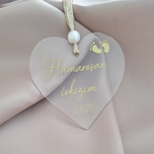 Hamarosan érkezem  szív alakú karácsonyfadísz - Meska.hu