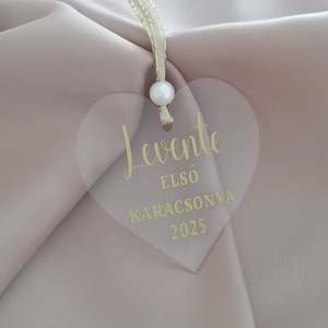 Karácsonyfadísz, egyedi, névre szóló felirattal - akril szív (első karácsony), Karácsony, Karácsonyi lakásdekoráció, Karácsonyfadíszek, Mindenmás, MESKA