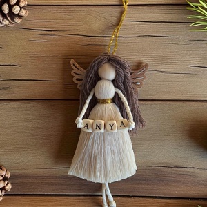 Makramé angyal, karácsonyfadísz, angyaldísz - ANYA - Meska.hu