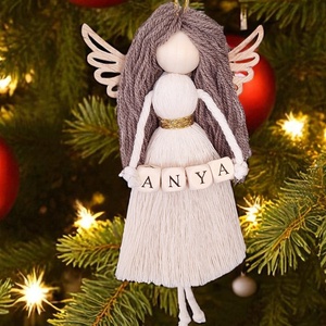 Makramé angyal, karácsonyfadísz, angyaldísz - ANYA - karácsony - karácsonyi lakásdekoráció - karácsonyfadíszek - Meska.hu