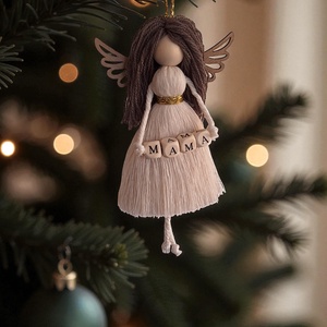 Makramé angyal, karácsonyfadísz, angyaldísz - MAMA, Karácsony, Karácsonyi lakásdekoráció, Karácsonyfadíszek, Csomózás, MESKA
