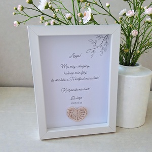 Szülőköszöntő ajándék képkeret - horgolt szív - esküvő - emlék & ajándék - szülőköszöntő ajándék - Meska.hu