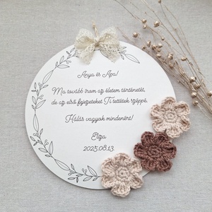 Szülőköszöntő kép - horgolt virágokkal, Esküvő, Emlék & Ajándék, Szülőköszöntő ajándék, Fotó, grafika, rajz, illusztráció, Horgolás, MESKA