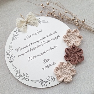 Szülőköszöntő kép - horgolt virágokkal - esküvő - emlék & ajándék - szülőköszöntő ajándék - Meska.hu