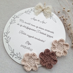 Szülőköszöntő kép - horgolt virágokkal - esküvő - emlék & ajándék - szülőköszöntő ajándék - Meska.hu
