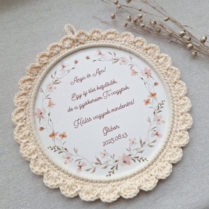 Szülőköszöntő horgolt kép - krém szín - esküvő - emlék & ajándék - szülőköszöntő ajándék - Meska.hu