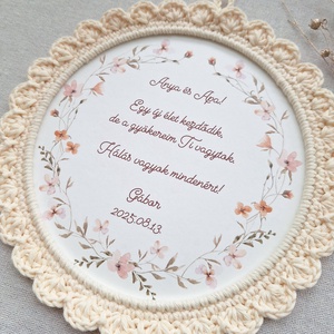 Szülőköszöntő horgolt kép - krém szín - esküvő - emlék & ajándék - szülőköszöntő ajándék - Meska.hu