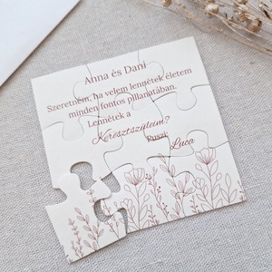 Keresztszülő felkérő puzzle, Baba - mama, Keresztelő kellékek, Keresztelőajándékok, Fotó, grafika, rajz, illusztráció, MESKA