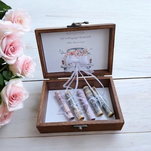 Esküvői pénzátadó doboz, nászajándék - sötét dió, tükörfólia (arany) - esküvő - emlék & ajándék - nászajándék - esküvői pénzátadó doboz - Meska.hu