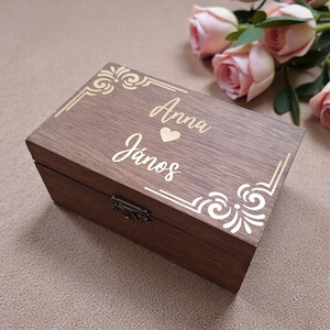 Esküvői pénzátadó doboz, nászajándék - sötét dió, arany tükörfólia  - esküvő - emlék & ajándék - nászajándék - esküvői pénzátadó doboz - Meska.hu