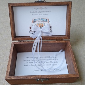 Esküvői pénzátadó doboz, nászajándék - sötét dió, arany tükörfólia  - esküvő - emlék & ajándék - nászajándék - esküvői pénzátadó doboz - Meska.hu