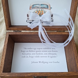 Esküvői pénzátadó doboz, nászajándék - sötét dió, arany tükörfólia  - esküvő - emlék & ajándék - nászajándék - esküvői pénzátadó doboz - Meska.hu