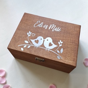 Esküvői pénzátadó doboz szárított virágcsokorral, nászajándék, Esküvő, Emlék & Ajándék, Nászajándék, Esküvői pénzátadó doboz, Fotó, grafika, rajz, illusztráció, Festett tárgyak, MESKA