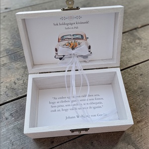 Esküvői pénzátadó doboz, nászajándék - nyírfa, rosegold tükörfólia  - esküvő - emlék & ajándék - nászajándék - esküvői pénzátadó doboz - Meska.hu