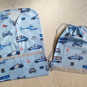 Rendőrautós ovis zsák és tornazsák szett  - játék & sport - ovis felszerelés - óvodai jelek - Meska.hu