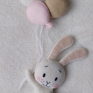 Nyuszi dekoráció lufival 27 cm - Meska.hu