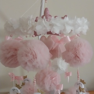 Kicsi Hercegnő csupa tüll, hattyús rózsaszín kiságyforgó kislánynak angol stílusú koronával  - Meska.hu