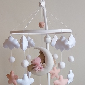 Jó éjszakát Kicsim! kislányos kiságyforgó pasztel színekkel, festett fehér bambusz karikával  - játék & sport - 3 éves kor alattiaknak - kiságyforgó - Meska.hu Jó éjszakát Kicsim! kislányos kiságyforgó pasztel színekkel, festett fehér bambusz karikával  - játék & sport - 3 éves kor alattiaknak - kiságyforgó - Meska.hu