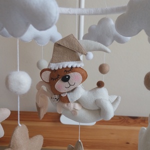 Jó éjszakát Kicsim! bézs-barna kiságyforgó, natúr színekkel, körforgó, kiságy forgó  - baba - mama - baba játékok - kiságyforgó - Meska.hu