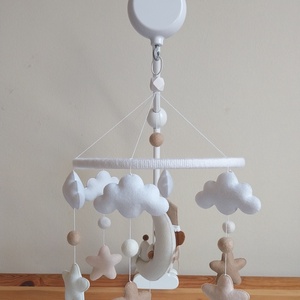 Jó éjszakát Kicsim! bézs-barna kiságyforgó, natúr színekkel, körforgó, kiságy forgó  - baba - mama - baba játékok - kiságyforgó - Meska.hu