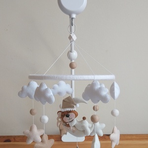 Jó éjszakát Kicsim! bézs-barna kiságyforgó, natúr színekkel, körforgó, kiságy forgó  - Meska.hu