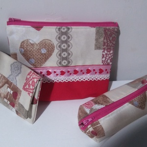 Szívecskés neszesszer szett, Táska & Tok, Neszesszer, Varrás, Patchwork, foltvarrás, MESKA