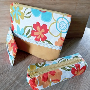 Színes virág mintás neszesszer szett, Táska & Tok, Neszesszer, Varrás, Patchwork, foltvarrás, MESKA