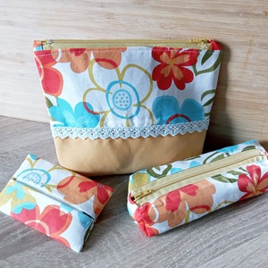 Színes virág mintás neszesszer szett - táska & tok - neszesszer - Meska.hu