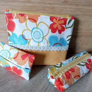 Színes virág mintás neszesszer szett - táska & tok - neszesszer - Meska.hu