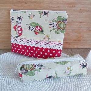 Katicás tolltartó és neszesszer szett, Táska & Tok, Neszesszer, Varrás, Patchwork, foltvarrás, MESKA