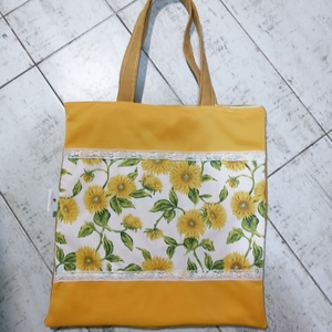Napraforgó mintás szatyor - táska & tok - bevásárlás & shopper táska - shopper, textiltáska, szatyor - Meska.hu