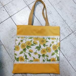 Napraforgó mintás szatyor - táska & tok - bevásárlás & shopper táska - shopper, textiltáska, szatyor - Meska.hu