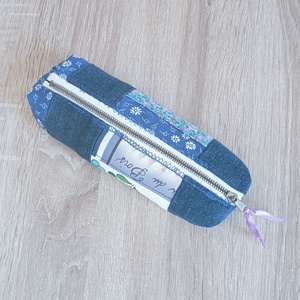 Kék mintás patchwork tolltartó - táska & tok - neszesszer - Meska.hu