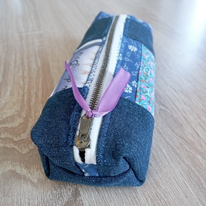Kék mintás patchwork tolltartó - táska & tok - neszesszer - Meska.hu