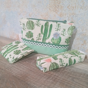 Kaktusz mintás neszesszer szett, Táska & Tok, Neszesszer, Varrás, Patchwork, foltvarrás, MESKA