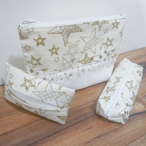 Arany csillagos karácsonyi mintás neszesszer szett - táska & tok - neszesszer - Meska.hu