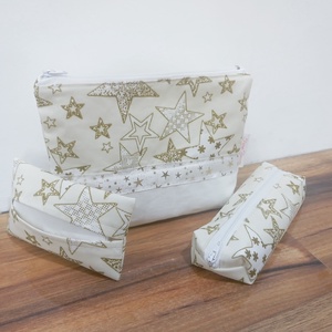 Arany csillagos karácsonyi mintás neszesszer szett - táska & tok - neszesszer - Meska.hu