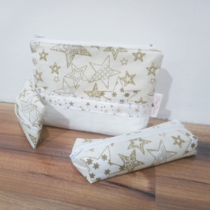 Arany csillagos karácsonyi mintás neszesszer szett - Meska.hu