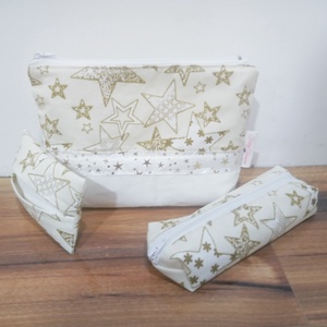Arany csillagos karácsonyi mintás neszesszer szett - táska & tok - neszesszer - Meska.hu