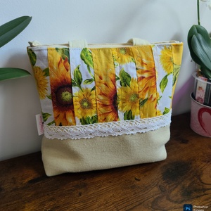 Napraforgó mintás patchwork táska - táska & tok - kézitáska & válltáska - válltáska - Meska.hu