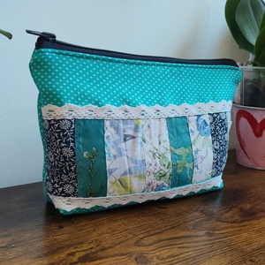Kék hangulatú patchwork neszesszer - táska & tok - neszesszer - Meska.hu