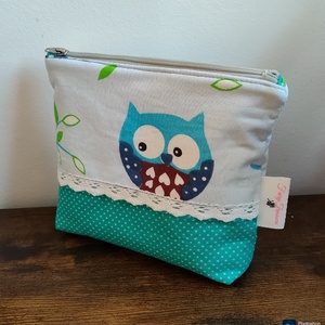 Mini kék bagoly mintás neszeszer - táska & tok - neszesszer - Meska.hu