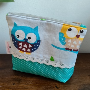 Mini kék bagoly mintás neszeszer - táska & tok - neszesszer - Meska.hu