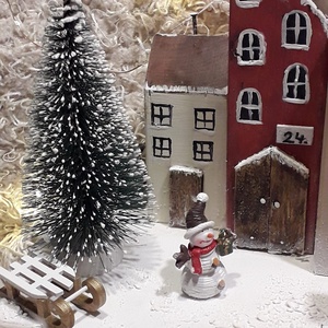 Karácsonyi polcdísz - karácsony - karácsonyi lakásdekoráció - karácsonyi falu, házikó - Meska.hu