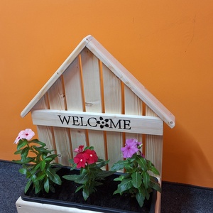 Házikós balkon tartó welcome felirattal  - otthon & életmód - ház & kert - virágláda, balkonláda - Meska.hu